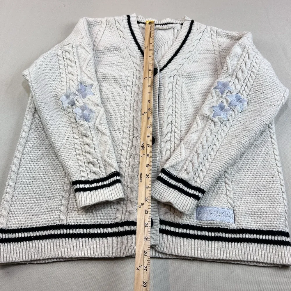 Taylor Swift Folklore 2020 The Cardigan Sweater Cable Knit Stars Beige MD/LG